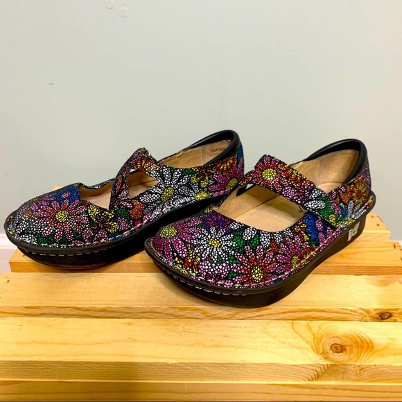 Alegria Shoes Alegria Floral Daisy Mary Janes Black Size
